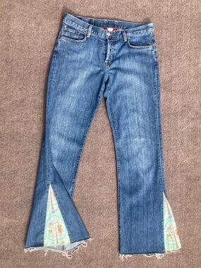 Vintage Y2k Lucky Brand Easy Rider Custom Owl Gusset Bell Flare Jeans Sz 29, USA